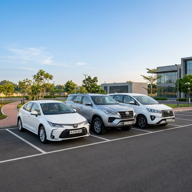 DropTaxi fleet — Mini, Sedan, Etios, SUV, Innova and Innova Crysta vehicles